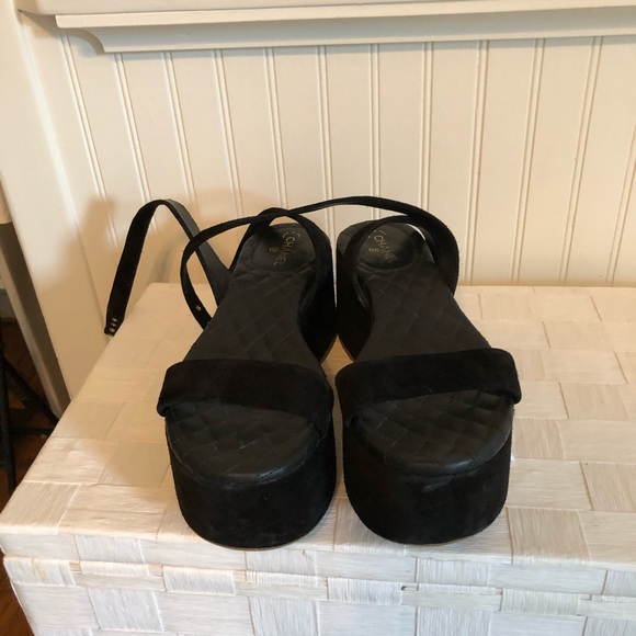 Chanel Black Suede Platform Wedges - Picture 5 of 9